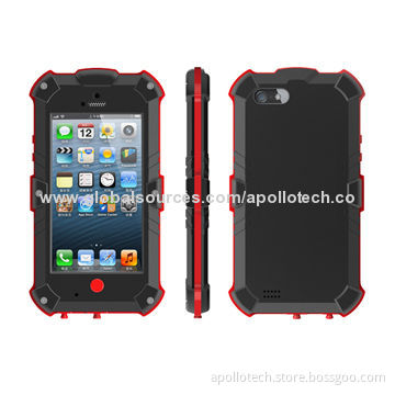 Waterproof PC Cases for iPhone 5/5S, IP65 Level, PC Raw Material/Front Case Uses Toughened Glass